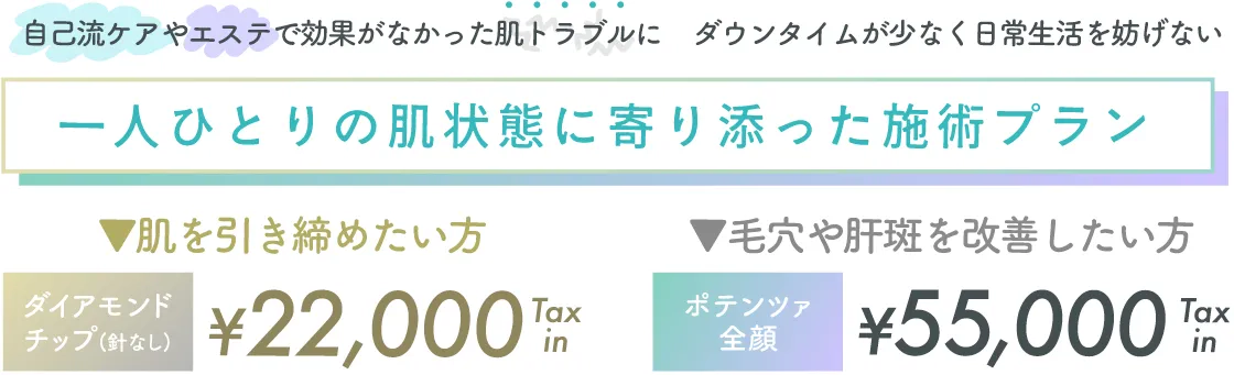 一人ひとりの肌状態に寄り添った施術プラン